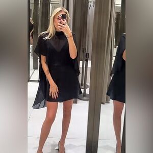 Zara Black Sheer Cape Mini Dress